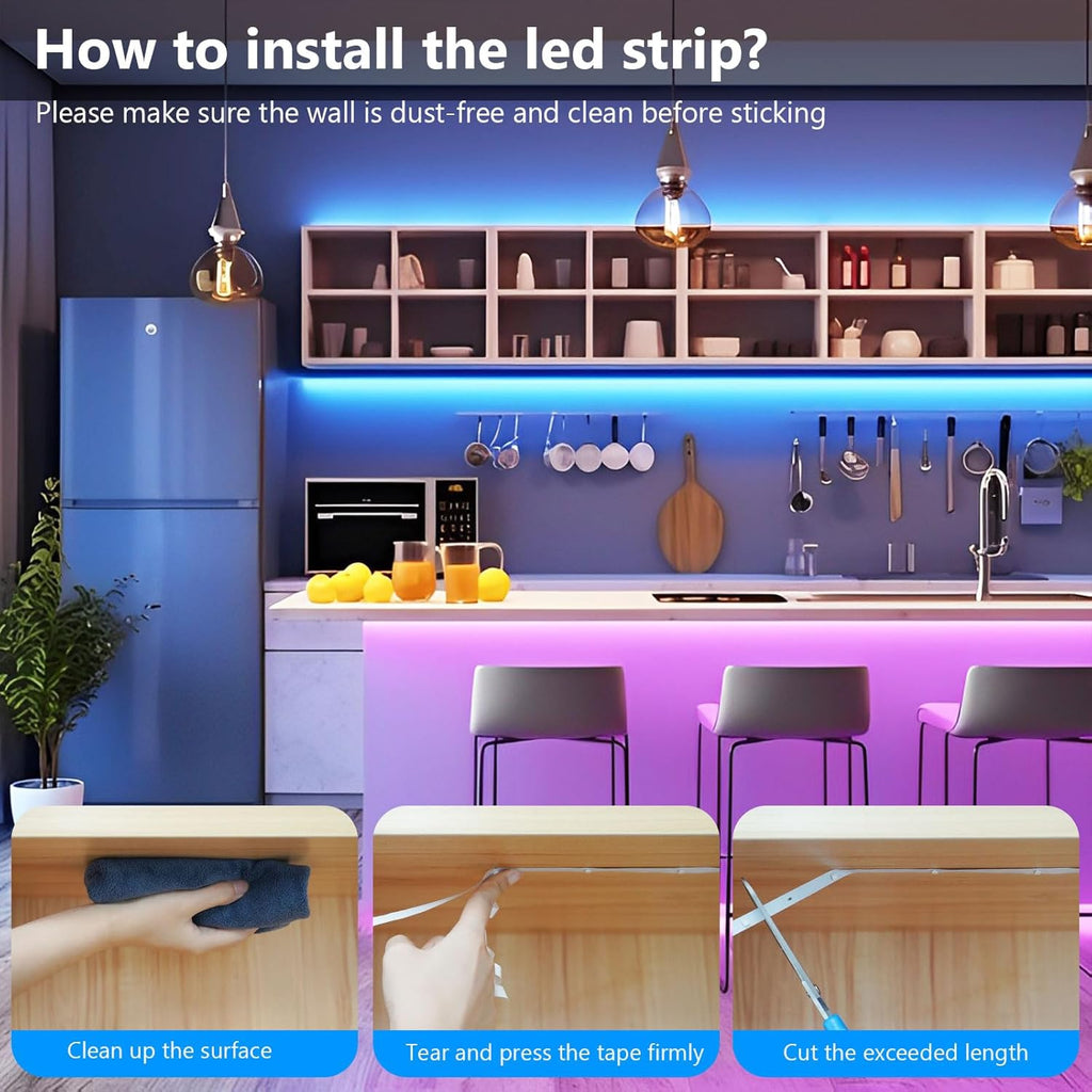 Ruban Led 20m, Led Chambre, Bande Led Lumineuse Contrôlé par APP Bluetooth ou Télécommande 44 Touches, Synchroniser avec Rythme de Musique, RGB Bandeau Led pour Decoration Chambre, Gaming (2 * 10m)