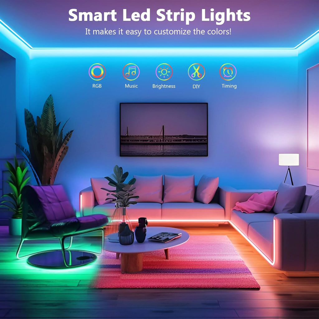 Ruban Led 20m, Led Chambre, Bande Led Lumineuse Contrôlé par APP Bluetooth ou Télécommande 44 Touches, Synchroniser avec Rythme de Musique, RGB Bandeau Led pour Decoration Chambre, Gaming (2 * 10m)