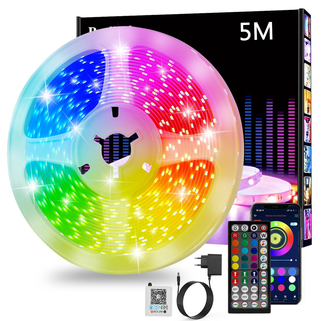 Ruban Led 20m, Led Chambre, Bande Led Lumineuse Contrôlé par APP Bluetooth ou Télécommande 44 Touches, Synchroniser avec Rythme de Musique, RGB Bandeau Led pour Decoration Chambre, Gaming (2 * 10m)